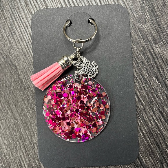 Hand crafted Pink Survivor Breast Cancer keychain - Picture 2 of 3